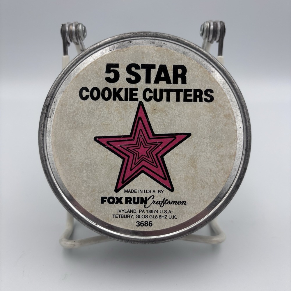 Fox Run Craftsmen Stainless Steel Cookie Cutters, Stars, 5 Piece Set Vintage USA